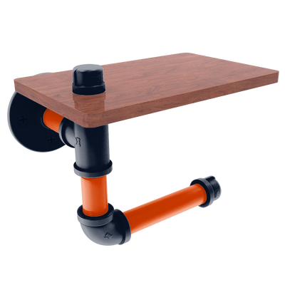 Gridiron Collection Toilet Paper Holder with Wood Shelf Chicago Edition