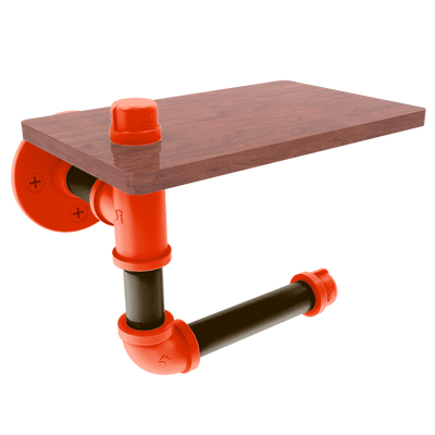 Gridiron Collection Toilet Paper Holder with Wood Shelf Cleveland Edition