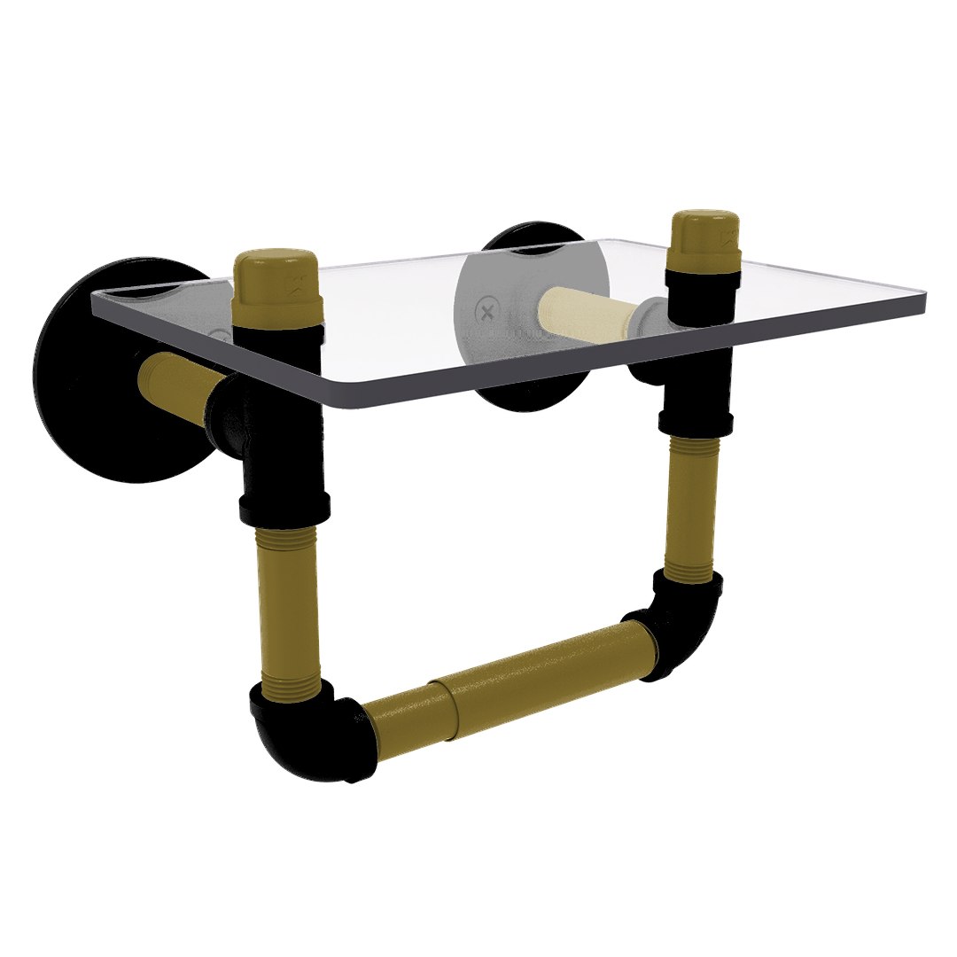 Gridiron Collection Toilet Tissue Holder with Glass Shelf Baltimore Edition