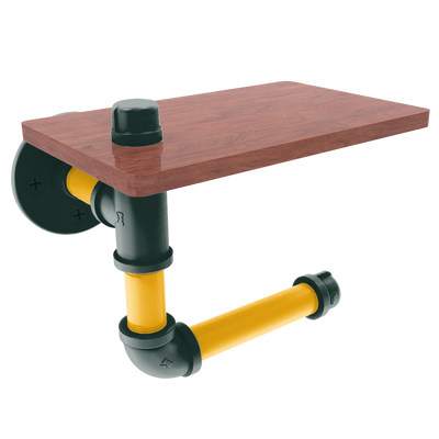 Gridiron Collection Toilet Paper Holder with Wood Shelf Green Bay Edition