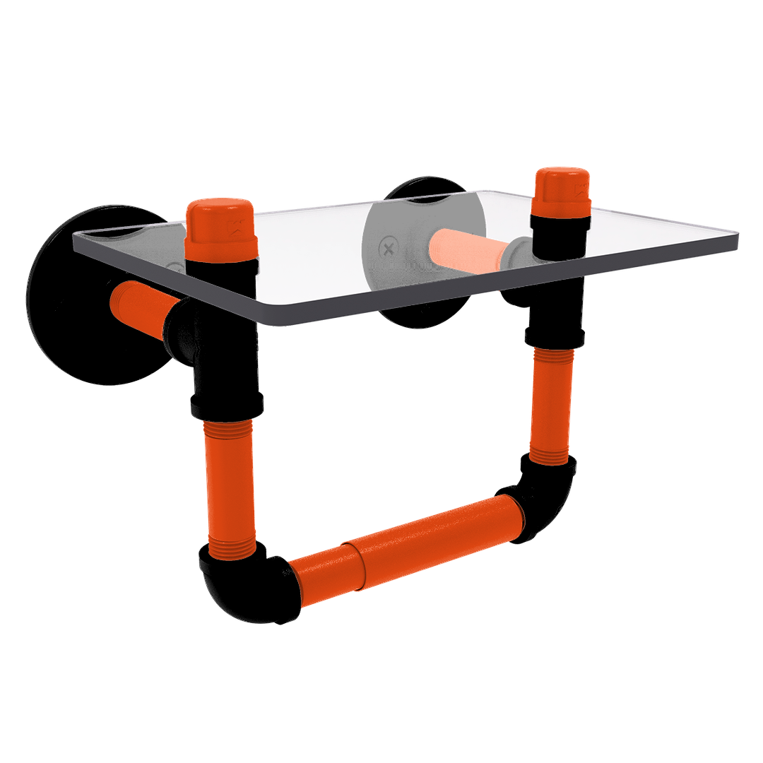 Gridiron Collection Toilet Tissue Holder with Glass Shelf Cincinnati Edition