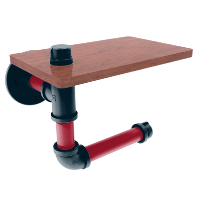 Gridiron Collection Toilet Paper Holder with Wood Shelf Houston Edition