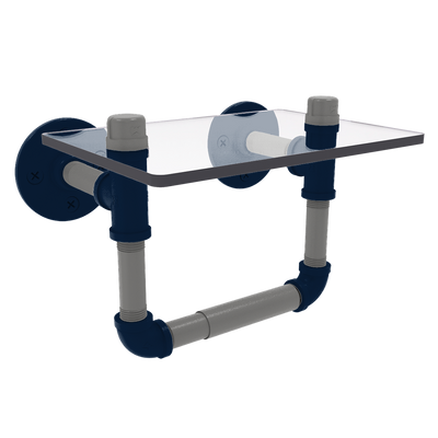 Gridiron Collection Toilet Tissue Holder with Glass Shelf Dallas Edition