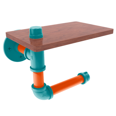 Gridiron Collection Toilet Paper Holder with Wood Shelf Miami Edition