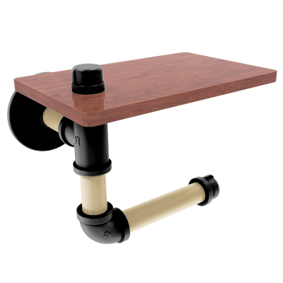 Gridiron Collection Toilet Paper Holder with Wood Shelf New Orleans Edition