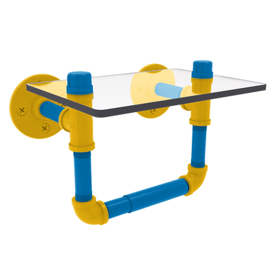 Gridiron Collection Toilet Tissue Holder with Glass Shelf Los Angeles Blue and Gold Edition