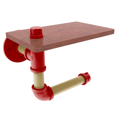 Gridiron Collection Toilet Paper Holder with Wood Shelf San Francisco Edition