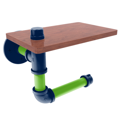 Gridiron Collection Toilet Paper Holder with Wood Shelf Seattle Edition