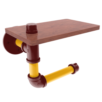 Gridiron Collection Toilet Paper Holder with Wood Shelf Washington Edition