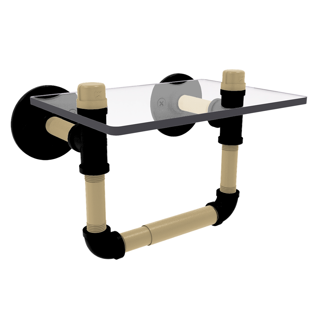 Gridiron Collection Toilet Tissue Holder with Glass Shelf New Orleans Edition