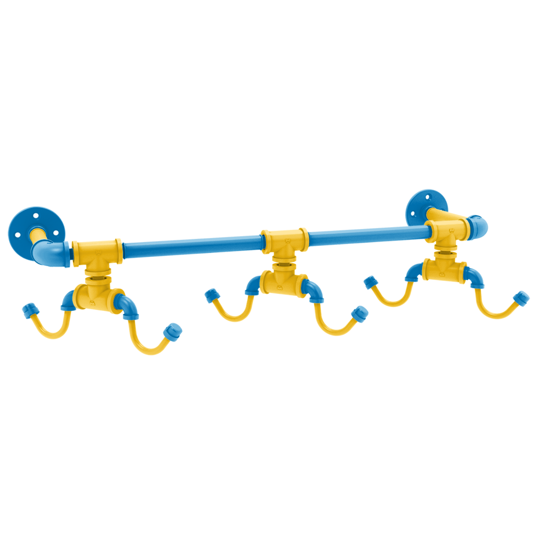 Gridiron Collection Wall Mounted 6 Coffee Mug Rack Los Angeles Blue and Gold Edition