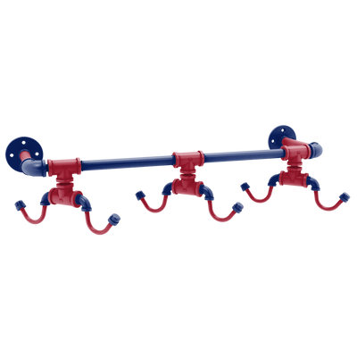 Gridiron Collection Wall Mounted 6 Coffee Mug Rack New York Blue and Red Edition