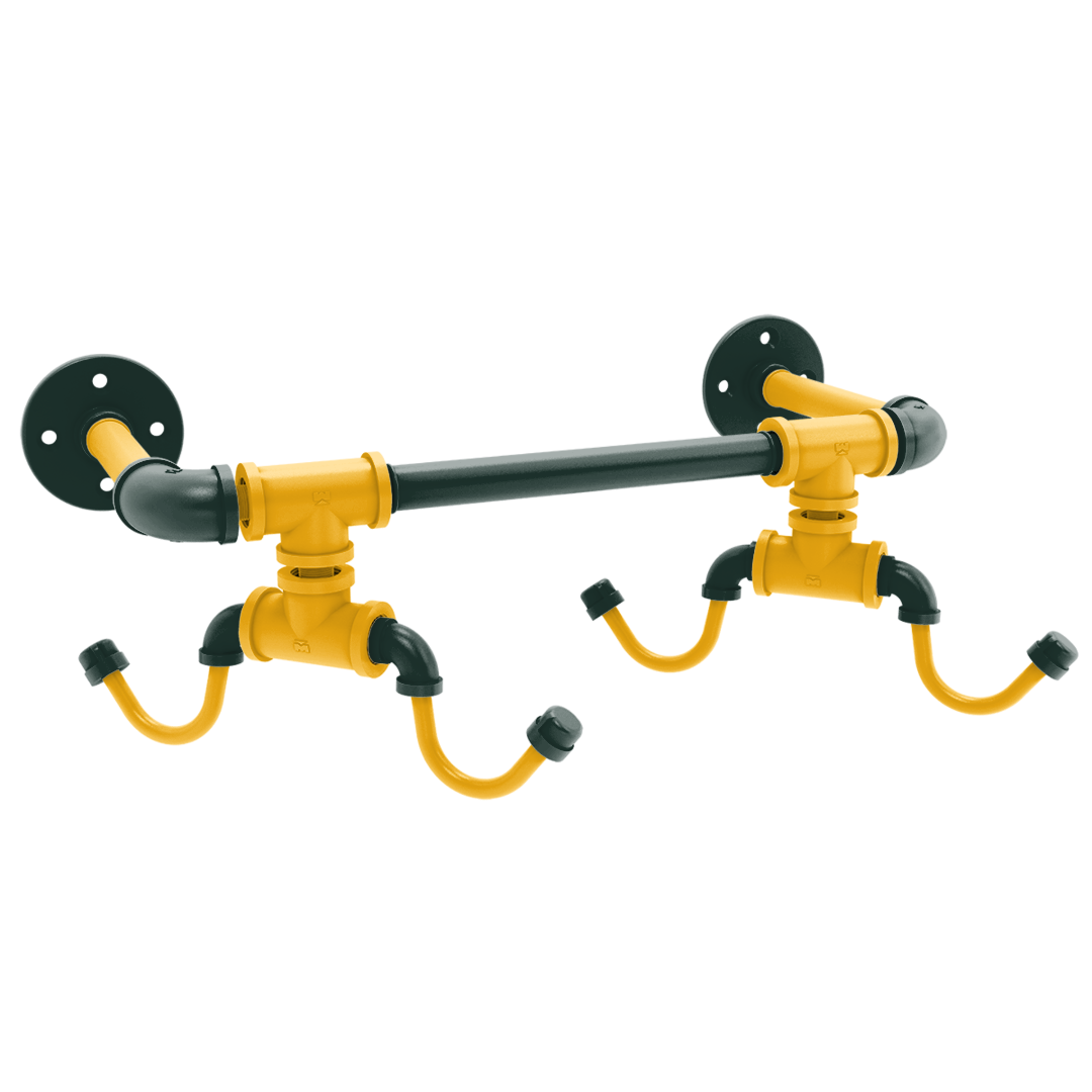 Gridiron Collection Wall Mounted 4 Coffee Mug Rack Green Bay Edition