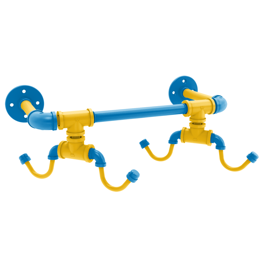 Gridiron Collection Wall Mounted 4 Coffee Mug Rack Los Angeles Blue and Gold Edition