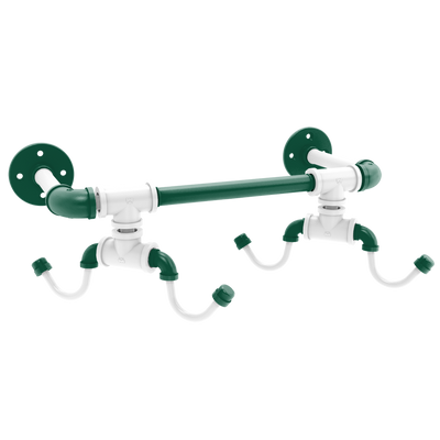 Gridiron Collection Wall Mounted 4 Coffee Mug Rack New York Green and White Edition