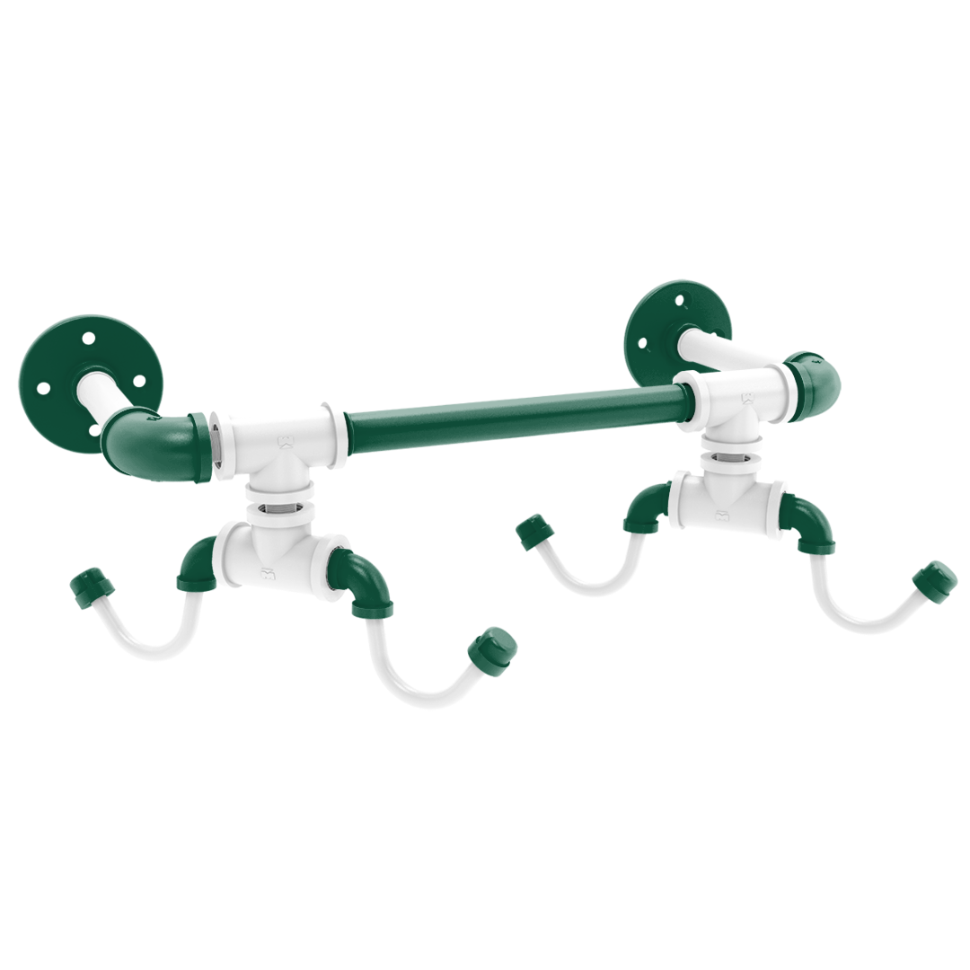 Gridiron Collection Wall Mounted 4 Coffee Mug Rack New York Green and White Edition