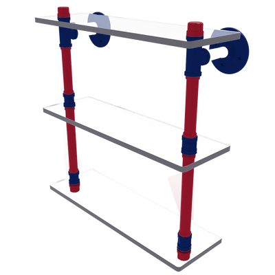 Gridiron Collection Triple Glass Shelf New York Blue and Red Edition