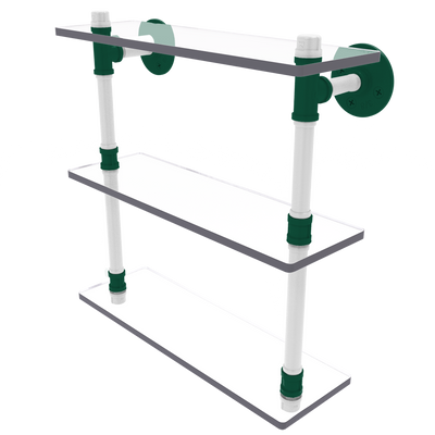 Gridiron Collection Triple Glass Shelf New York Green and White Edition
