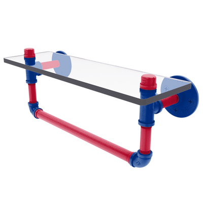 Gridiron Collection Glass Shelf with Towel Bar Buffalo Edition