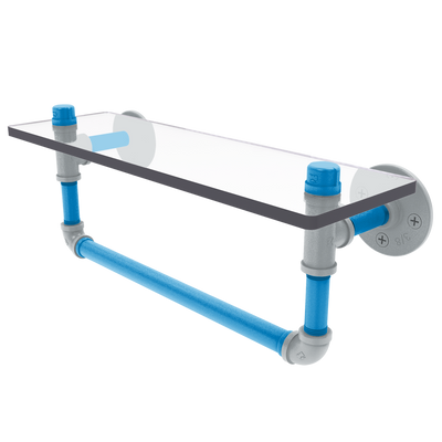 Gridiron Collection Glass Shelf with Towel Bar Carolina Edition