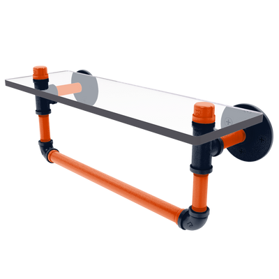 Gridiron Collection Glass Shelf with Towel Bar Chicago Edition