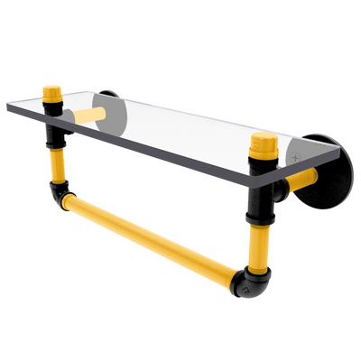 Gridiron Collection Glass Shelf with Towel Bar Pittsburgh Edition