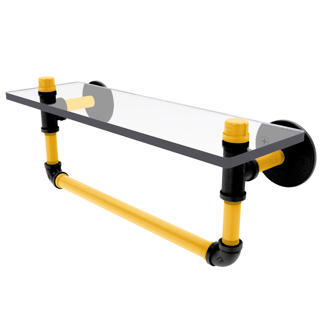 Gridiron Collection Glass Shelf with Towel Bar Pittsburgh Edition