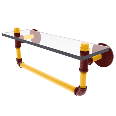 Gridiron Collection Glass Shelf with Towel Bar Washington Edition