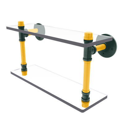 Gridiron Collection Double Glass Shelf Green Bay Edition