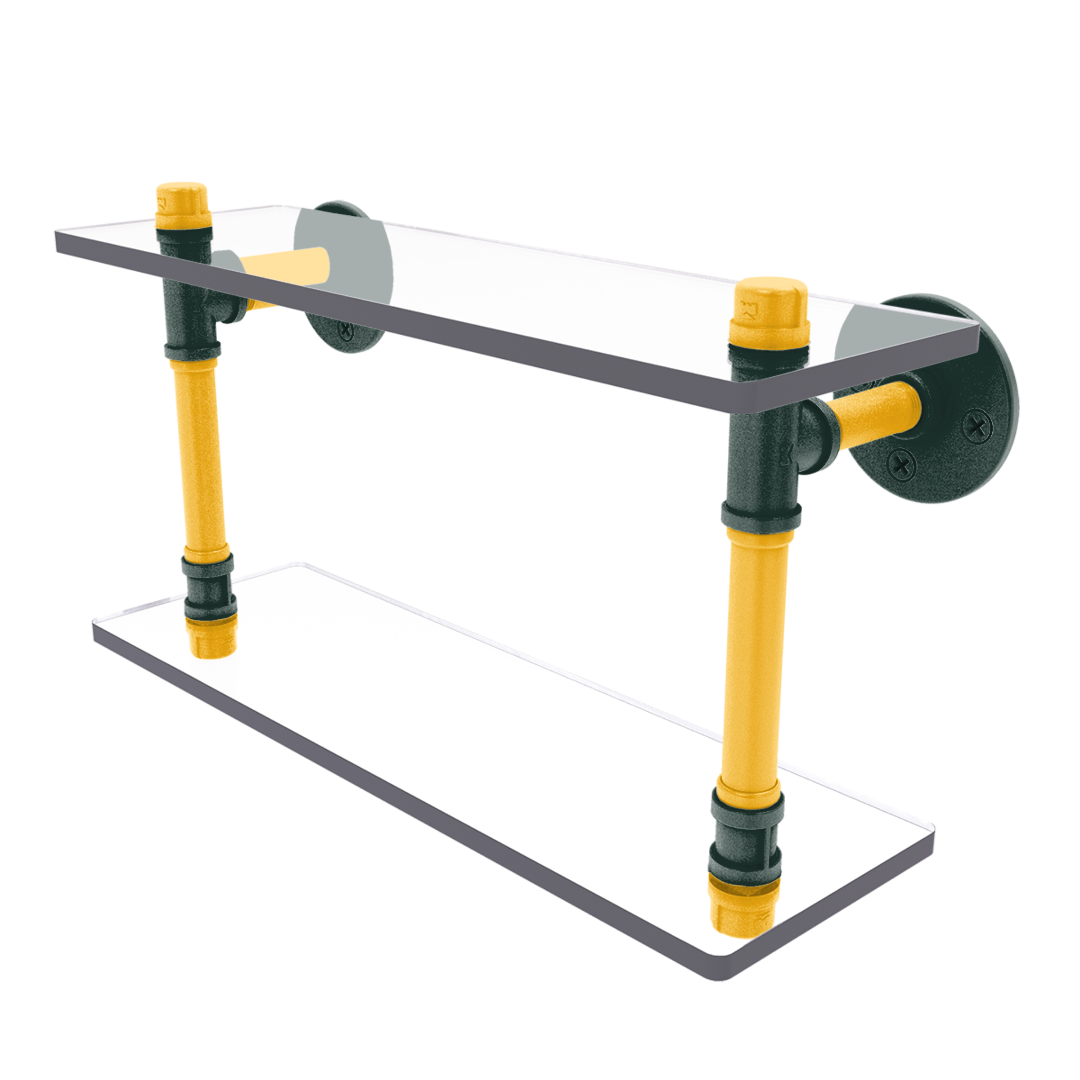Gridiron Collection Double Glass Shelf Green Bay Edition