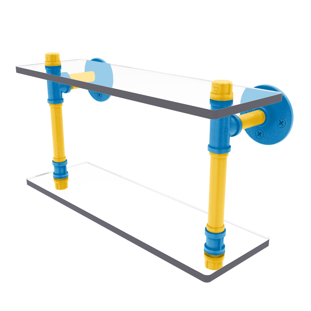 Gridiron Collection Double Glass Shelf Los Angeles Blue and Gold Edition