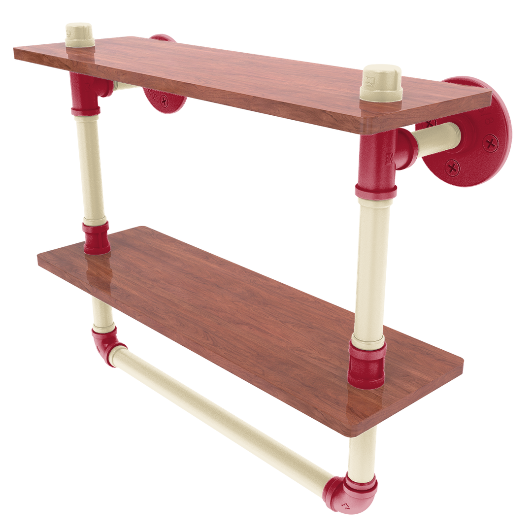Diamond Collection Double Wood Shelf with Towel Bar Arizona Edition