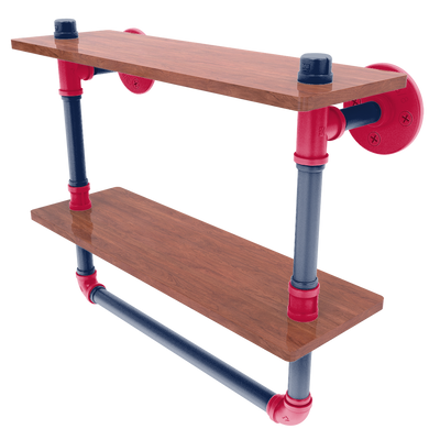 Diamond Collection Double Wood Shelf with Towel Bar Atlanta Edition