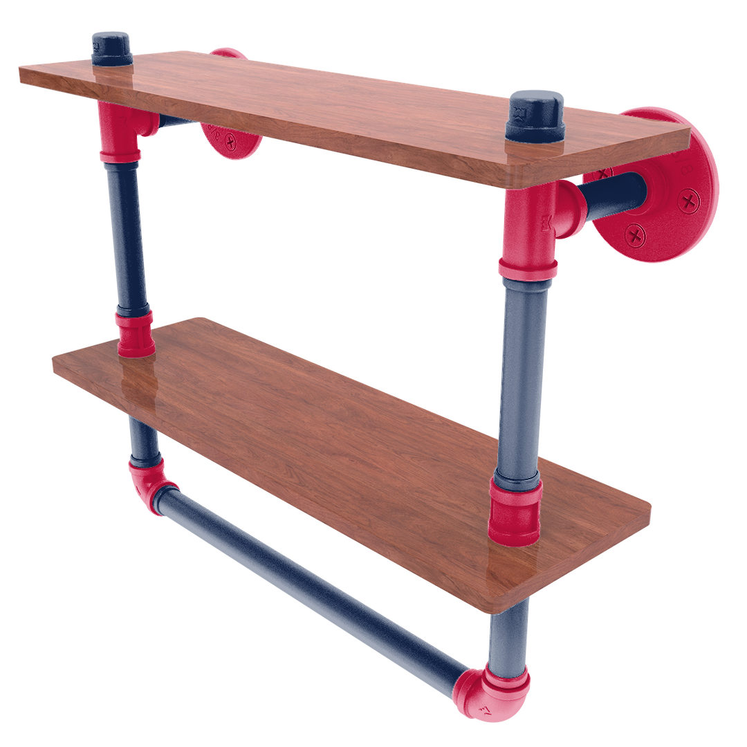 Diamond Collection Double Wood Shelf with Towel Bar Atlanta Edition