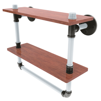 Diamond Collection Double Wood Shelf with Towel Bar Chicago South Side Edition