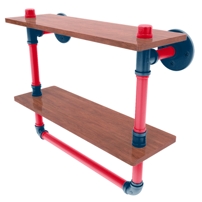 Diamond Collection Double Wood Shelf with Towel Bar Cleveland Edition