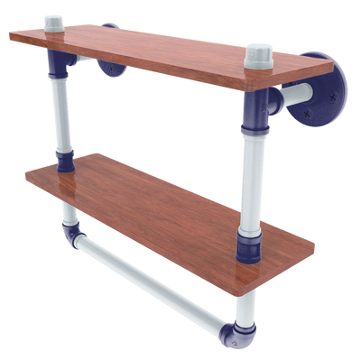 Diamond Collection Double Wood Shelf with Towel Bar Colorado Edition