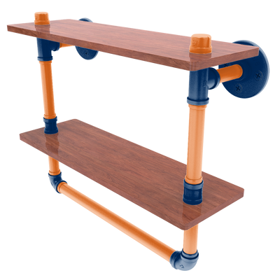 Diamond Collection Double Wood Shelf with Towel Bar Houston Edition