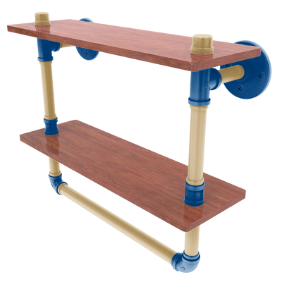 Diamond Collection Double Wood Shelf with Towel Bar Kansas City Edition