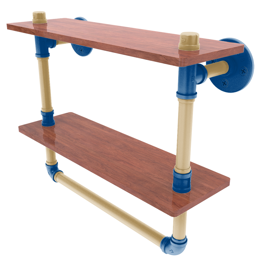 Diamond Collection Double Wood Shelf with Towel Bar Kansas City Edition