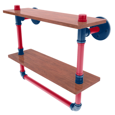 Diamond Collection Double Wood Shelf with Towel Bar Los Angeles Big A Edition