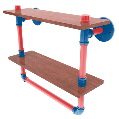 Diamond Collection Double Wood Shelf with Towel Bar Los Angeles Chavez Ravine Edition