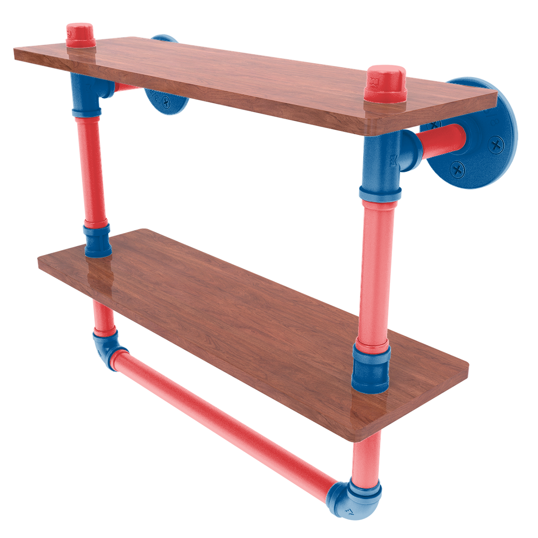 Diamond Collection Double Wood Shelf with Towel Bar Los Angeles Chavez Ravine Edition