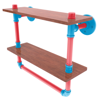 Diamond Collection Double Wood Shelf with Towel Bar Miami Edition