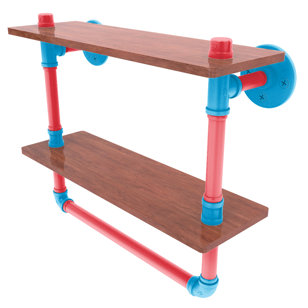Diamond Collection Double Wood Shelf with Towel Bar Miami Edition