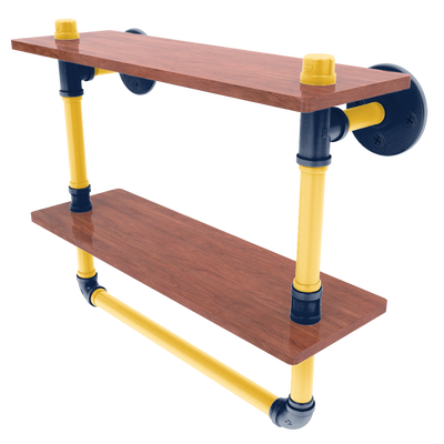 Diamond Collection Double Wood Shelf with Towel Bar Milwaukee Edition