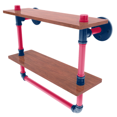 Diamond Collection Double Wood Shelf with Towel Bar Minnesota Edition