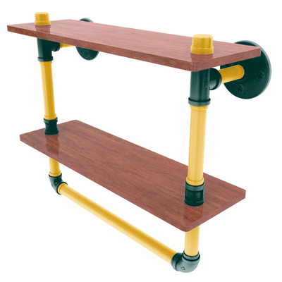 Diamond Collection Double Wood Shelf with Towel Bar Oakland Edition