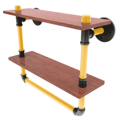 Diamond Collection Double Wood Shelf with Towel Bar Pittsburgh Edition