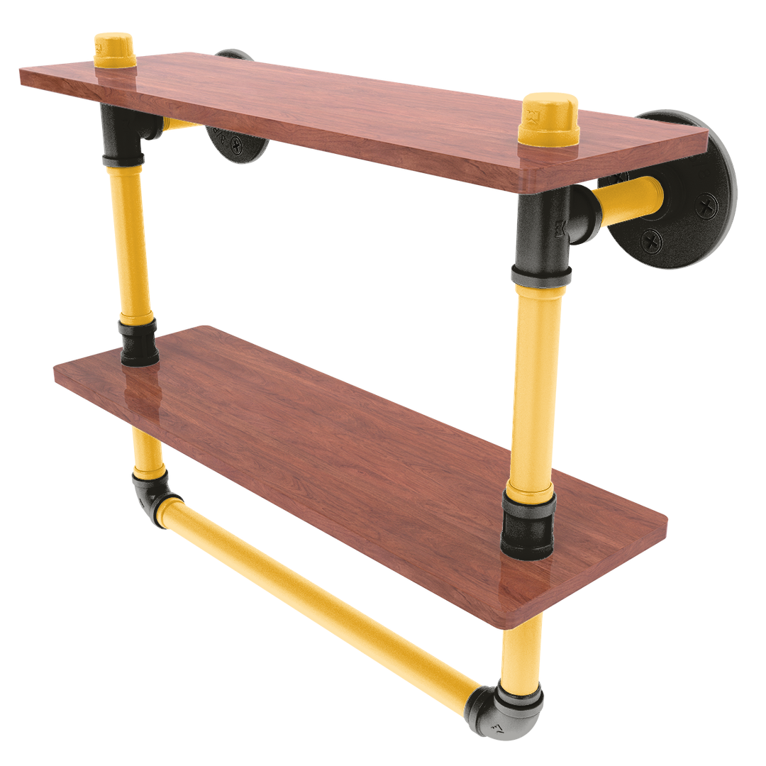 Diamond Collection Double Wood Shelf with Towel Bar Pittsburgh Edition